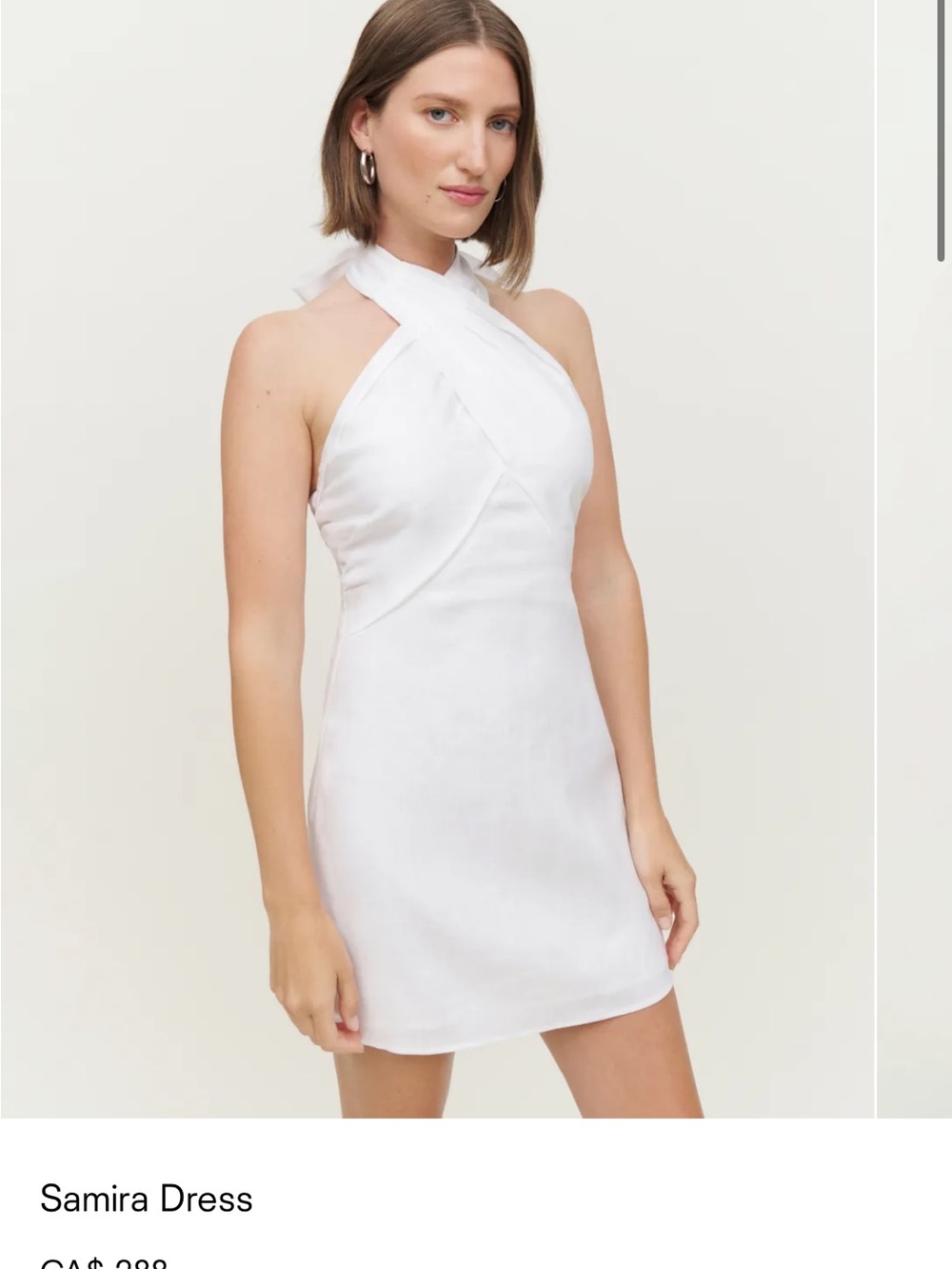 Reformation White Halter Neck Linen Mini Dress 🤍🕊️ Size 8
